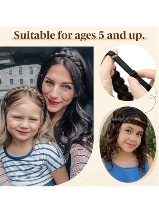 2PCs Women\'s Braided Headbands Hair Piece Synthetic Hair Hoops Head